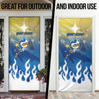 Personalized Parramatta Eels Door Cover Y2K Grunge Aesthetic With Cyber Flames and Starburst Graphics