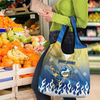 Personalized Parramatta Eels Grocery Bag Y2K Grunge Aesthetic With Cyber Flames and Starburst Graphics