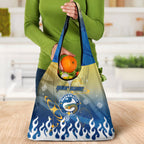 Personalized Parramatta Eels Grocery Bag Y2K Grunge Aesthetic With Cyber Flames and Starburst Graphics