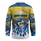 Personalized Parramatta Eels Hockey Jersey Y2K Grunge Aesthetic With Cyber Flames and Starburst Graphics