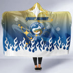 Personalized Parramatta Eels Hooded Blanket Y2K Grunge Aesthetic With Cyber Flames and Starburst Graphics
