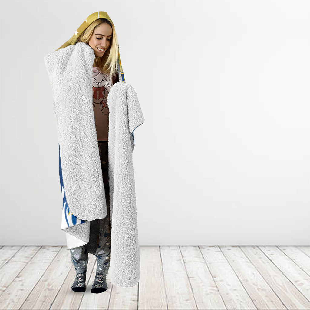 Personalized Parramatta Eels Hooded Blanket Y2K Grunge Aesthetic With Cyber Flames and Starburst Graphics
