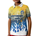 Personalized Parramatta Eels Kid Polo Shirt Y2K Grunge Aesthetic With Cyber Flames and Starburst Graphics
