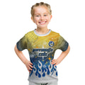 Personalized Parramatta Eels Kid T Shirt Y2K Grunge Aesthetic With Cyber Flames and Starburst Graphics