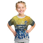 Personalized Parramatta Eels Kid T Shirt Y2K Grunge Aesthetic With Cyber Flames and Starburst Graphics