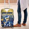 Personalized Parramatta Eels Luggage Cover Y2K Grunge Aesthetic With Cyber Flames and Starburst Graphics