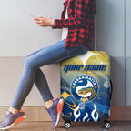 Personalized Parramatta Eels Luggage Cover Y2K Grunge Aesthetic With Cyber Flames and Starburst Graphics