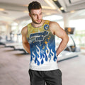 Personalized Parramatta Eels Men Tank Top Y2K Grunge Aesthetic With Cyber Flames and Starburst Graphics