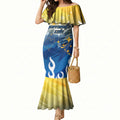 Personalized Parramatta Eels Mermaid Dress Y2K Grunge Aesthetic With Cyber Flames and Starburst Graphics