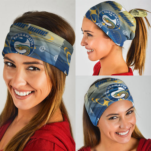 Personalized Parramatta Eels Neck Gaiter Y2K Grunge Aesthetic With Cyber Flames and Starburst Graphics
