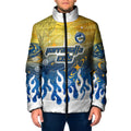 Personalized Parramatta Eels Padded Jacket Y2K Grunge Aesthetic With Cyber Flames and Starburst Graphics