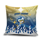 Personalized Parramatta Eels Pillow Cover Y2K Grunge Aesthetic With Cyber Flames and Starburst Graphics