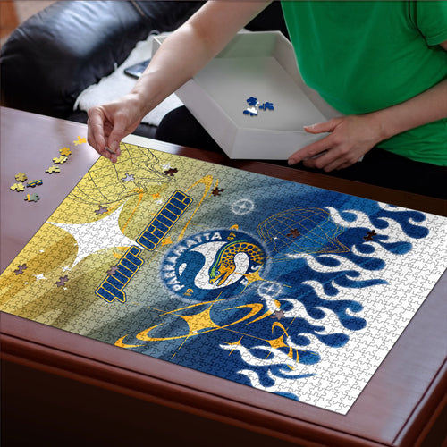 Personalized Parramatta Eels Puzzle Y2K Grunge Aesthetic With Cyber Flames and Starburst Graphics