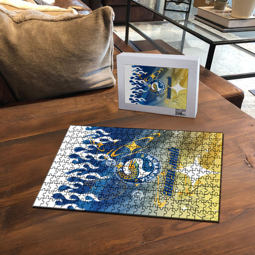 Personalized Parramatta Eels Puzzle Y2K Grunge Aesthetic With Cyber Flames and Starburst Graphics