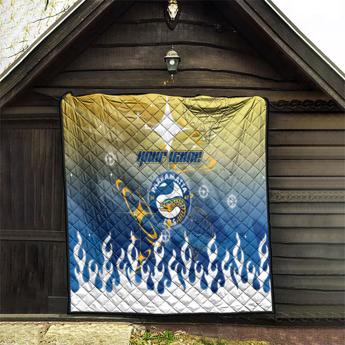 Personalized Parramatta Eels Quilt Y2K Grunge Aesthetic With Cyber Flames and Starburst Graphics