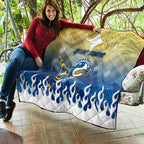 Personalized Parramatta Eels Quilt Y2K Grunge Aesthetic With Cyber Flames and Starburst Graphics