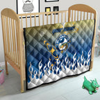 Personalized Parramatta Eels Quilt Y2K Grunge Aesthetic With Cyber Flames and Starburst Graphics