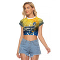 Personalized Parramatta Eels Raglan Cropped T Shirt Y2K Grunge Aesthetic With Cyber Flames and Starburst Graphics