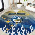 Personalized Parramatta Eels Round Carpet Y2K Grunge Aesthetic With Cyber Flames and Starburst Graphics