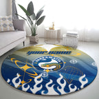 Personalized Parramatta Eels Round Carpet Y2K Grunge Aesthetic With Cyber Flames and Starburst Graphics
