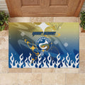 Personalized Parramatta Eels Rubber Doormat Y2K Grunge Aesthetic With Cyber Flames and Starburst Graphics