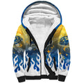 Personalized Parramatta Eels Sherpa Hoodie Y2K Grunge Aesthetic With Cyber Flames and Starburst Graphics