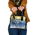Personalized Parramatta Eels Shoulder Handbag Y2K Grunge Aesthetic With Cyber Flames and Starburst Graphics