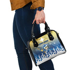 Personalized Parramatta Eels Shoulder Handbag Y2K Grunge Aesthetic With Cyber Flames and Starburst Graphics