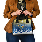 Personalized Parramatta Eels Shoulder Handbag Y2K Grunge Aesthetic With Cyber Flames and Starburst Graphics