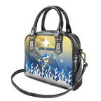 Personalized Parramatta Eels Shoulder Handbag Y2K Grunge Aesthetic With Cyber Flames and Starburst Graphics