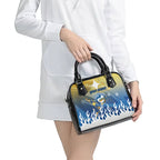 Personalized Parramatta Eels Shoulder Handbag Y2K Grunge Aesthetic With Cyber Flames and Starburst Graphics
