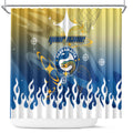 Personalized Parramatta Eels Shower Curtain Y2K Grunge Aesthetic With Cyber Flames and Starburst Graphics