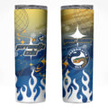 Personalized Parramatta Eels Skinny Tumbler Y2K Grunge Aesthetic With Cyber Flames and Starburst Graphics