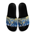 Personalized Parramatta Eels Slide Sandals Y2K Grunge Aesthetic With Cyber Flames and Starburst Graphics