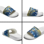 Personalized Parramatta Eels Slide Sandals Y2K Grunge Aesthetic With Cyber Flames and Starburst Graphics