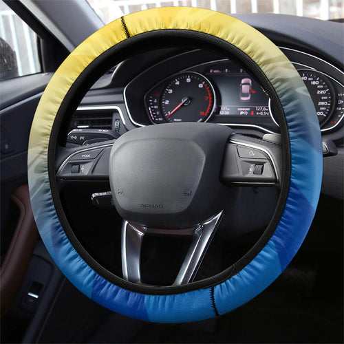 Parramatta Eels Steering Wheel Cover Y2K Grunge Aesthetic With Cyber Flames and Starburst Graphics