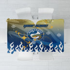 Personalized Parramatta Eels Tablecloth Y2K Grunge Aesthetic With Cyber Flames and Starburst Graphics