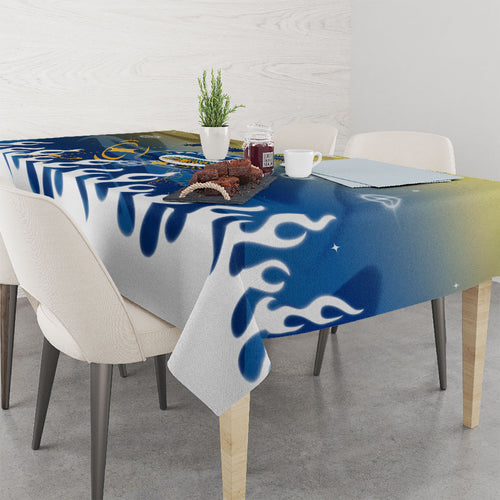 Personalized Parramatta Eels Tablecloth Y2K Grunge Aesthetic With Cyber Flames and Starburst Graphics