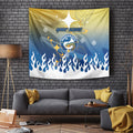 Personalized Parramatta Eels Tapestry Y2K Grunge Aesthetic With Cyber Flames and Starburst Graphics
