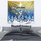 Personalized Parramatta Eels Tapestry Y2K Grunge Aesthetic With Cyber Flames and Starburst Graphics