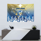 Personalized Parramatta Eels Tapestry Y2K Grunge Aesthetic With Cyber Flames and Starburst Graphics