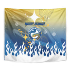 Personalized Parramatta Eels Tapestry Y2K Grunge Aesthetic With Cyber Flames and Starburst Graphics