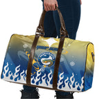 Personalized Parramatta Eels Travel Bag Y2K Grunge Aesthetic With Cyber Flames and Starburst Graphics