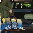Personalized Parramatta Eels Travel Bag Y2K Grunge Aesthetic With Cyber Flames and Starburst Graphics
