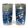 Personalized Parramatta Eels Tumbler Cup Y2K Grunge Aesthetic With Cyber Flames and Starburst Graphics