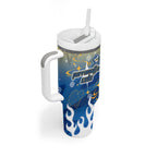 Personalized Parramatta Eels Tumbler With Handle Y2K Grunge Aesthetic With Cyber Flames and Starburst Graphics