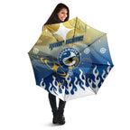 Personalized Parramatta Eels Umbrella Y2K Grunge Aesthetic With Cyber Flames and Starburst Graphics