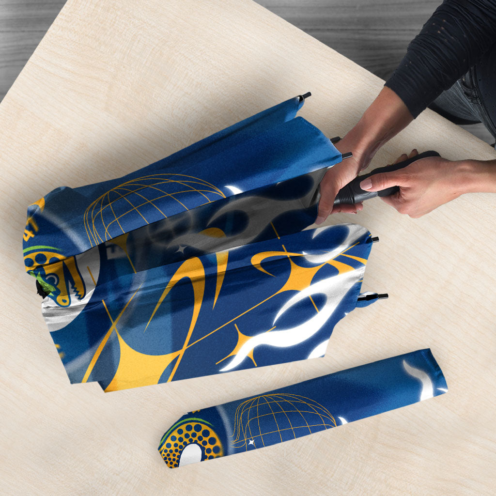 Personalized Parramatta Eels Umbrella Y2K Grunge Aesthetic With Cyber Flames and Starburst Graphics