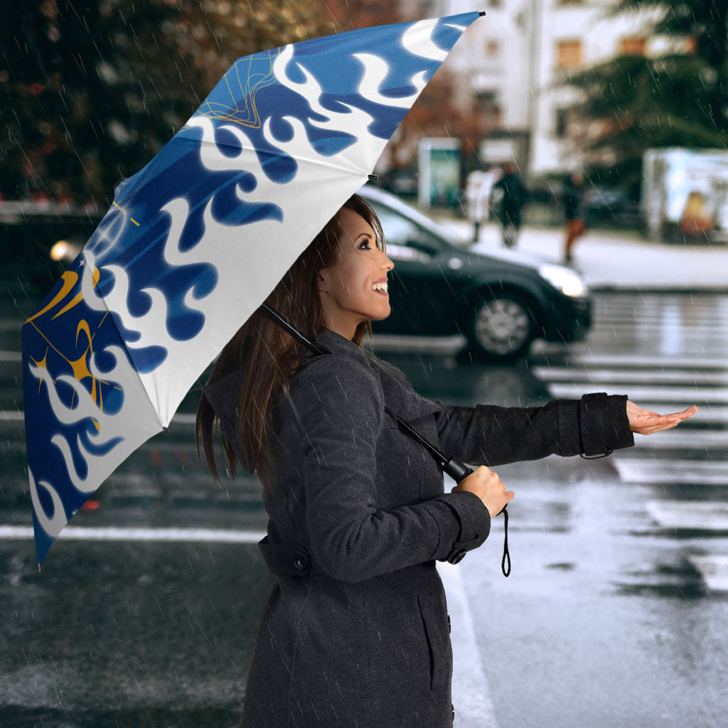 Personalized Parramatta Eels Umbrella Y2K Grunge Aesthetic With Cyber Flames and Starburst Graphics