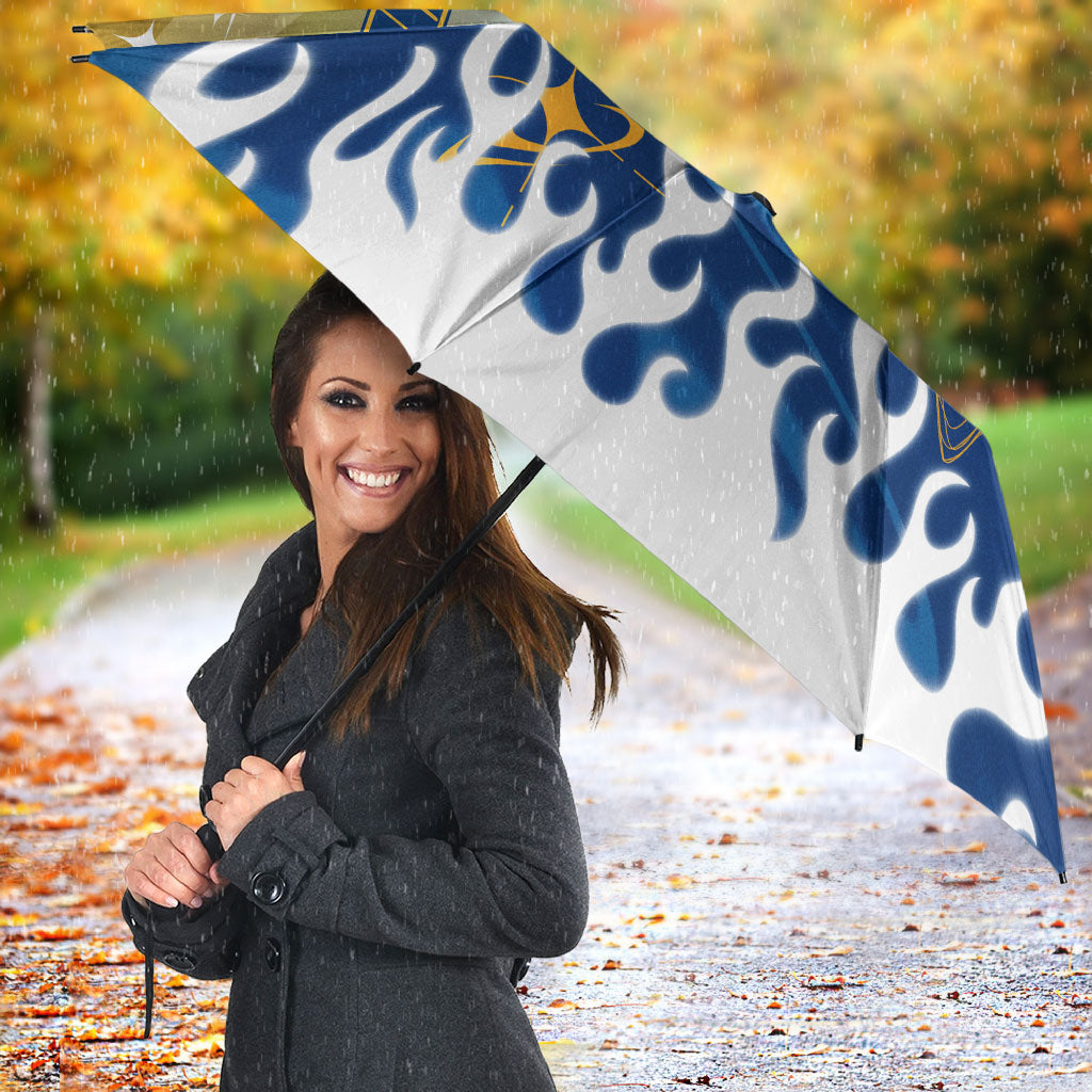 Personalized Parramatta Eels Umbrella Y2K Grunge Aesthetic With Cyber Flames and Starburst Graphics